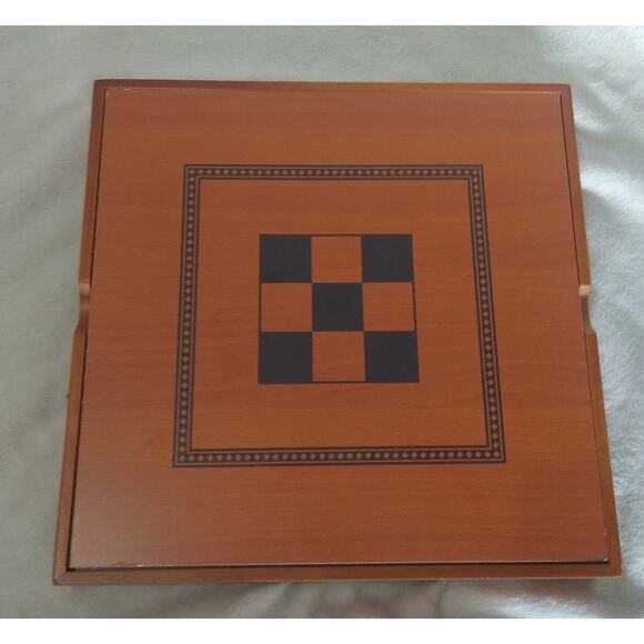 Cardinal 2002 Pewter & Wood 4 Game Set Checkers Backgammon Tic Tac Toe Chess - Picture 5 of 6